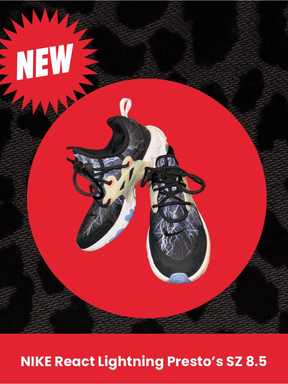 Nike Lightning-Print React Sneakers in Black and White